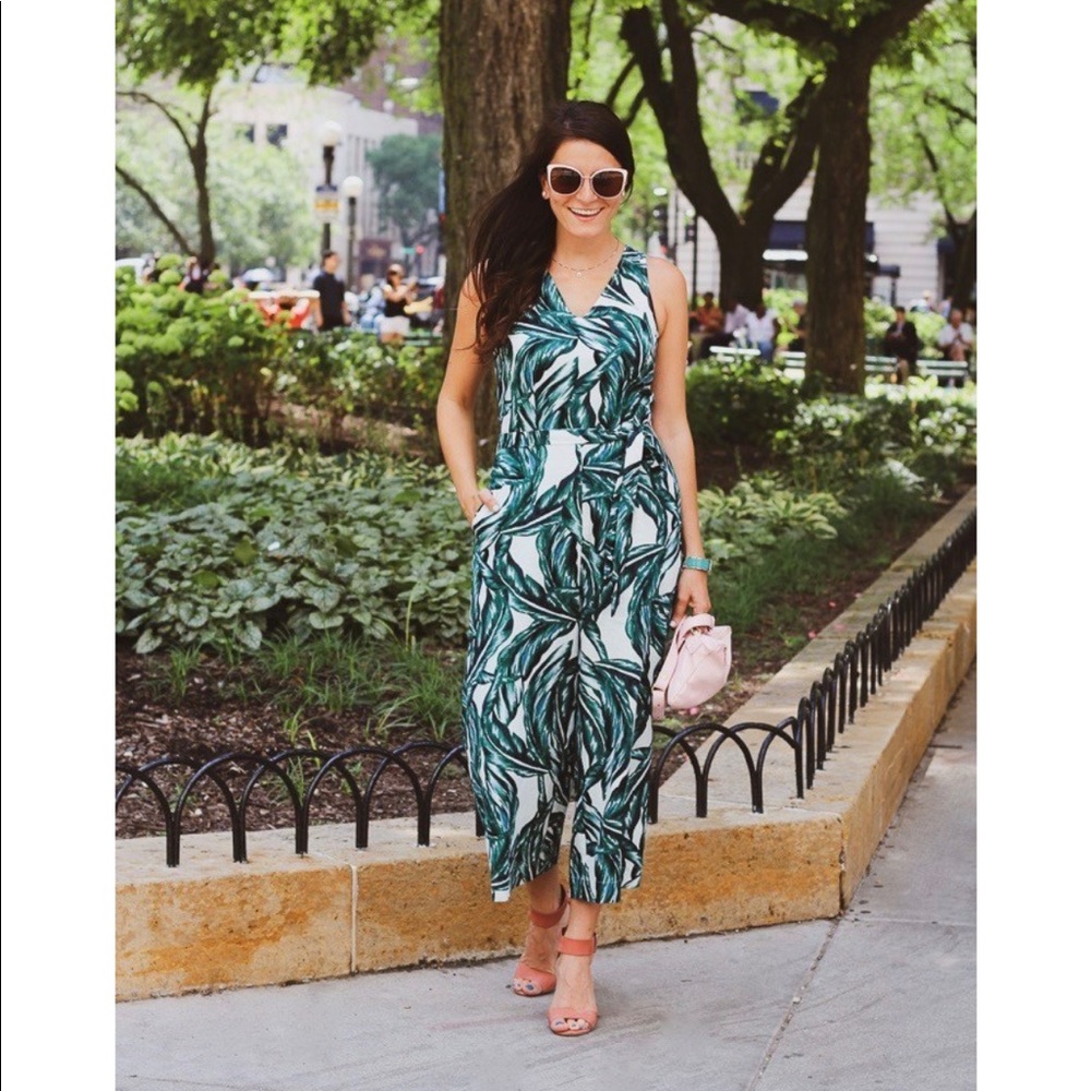Palm print jumpsuit